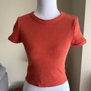 Urban Outfitters Ribbed Coral Crop Top